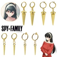 anime spy x family earrings yor forger gold tapered pendant ear clip earring for women girl gift jewelry cosplay prop accessorie