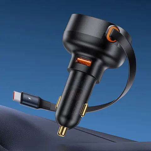 Baseus автомобильное зарядное устройство 2 в 1 30 Вт 25 Вт для MacBook Samsung Xiaomi кабель для iPhone USB C кабель для IP/Type-C Выдвижной зарядки