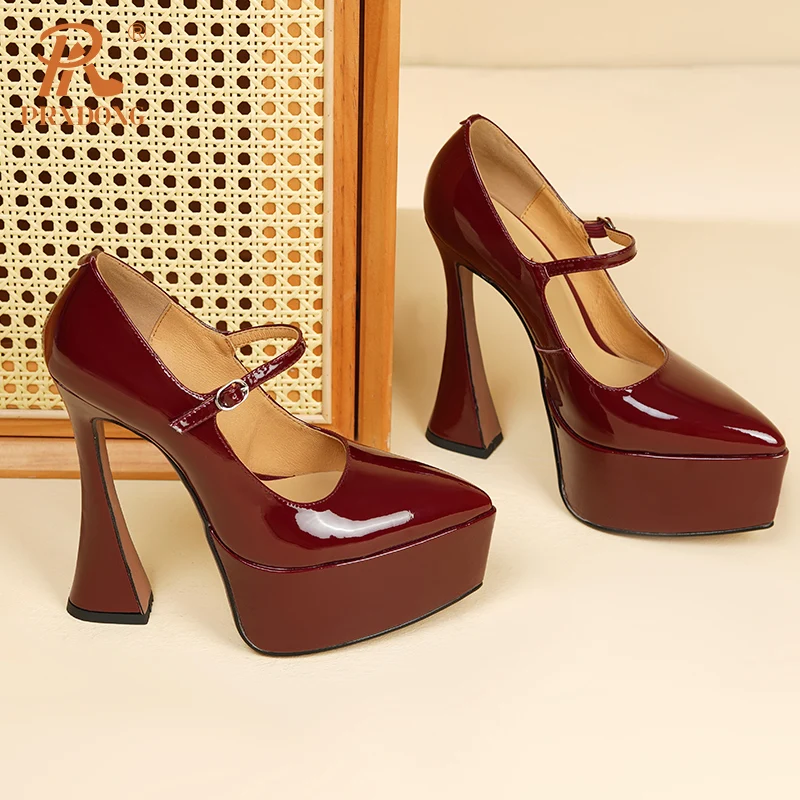 Женские туфли-лодочки на высоком каблуке PRXDONG бежевые из натуральной кожи