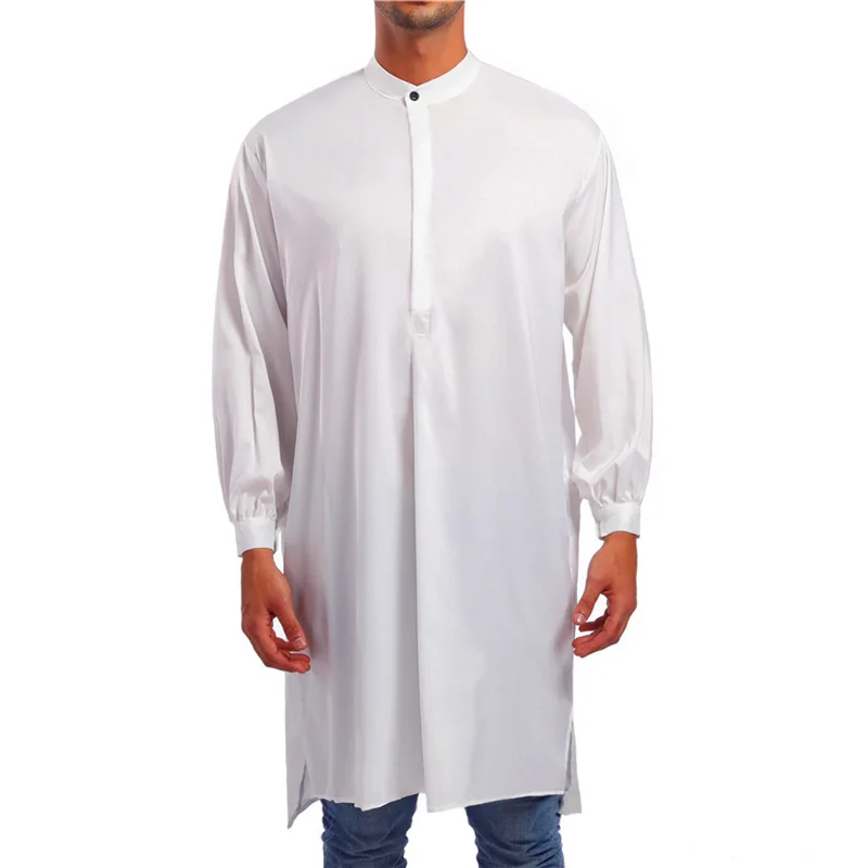 Thobe Jubba Kurta Men Abaya Dubai Islamic Shirts Top Long Sleeve Robe Saudi Arab Arabia Homme Kaftan Arabe Muslim Dress Clothing