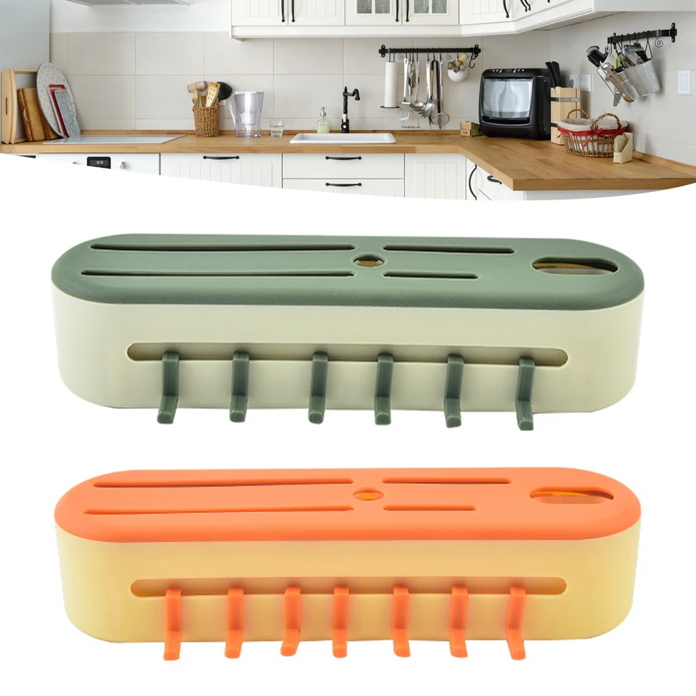 

Wall Mounted Cutter Holder with Hooks Multifunctional Cutter Storage Rack Punch-free Hangingcutter Organizer Kitchen Accessories