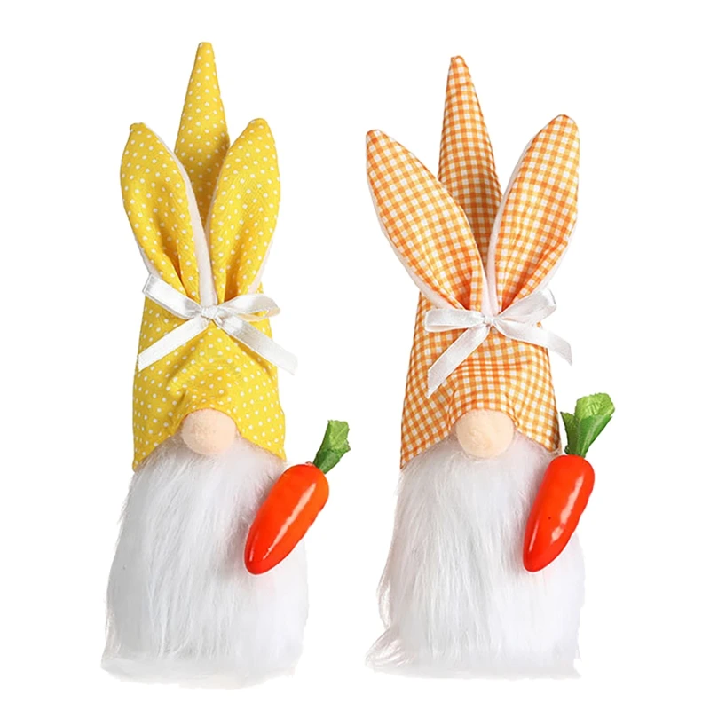 

2 Pcs Easter Rabbit Ornament Easter Bunny Faceless Gnome Elf Figurine Decoration for Home Office Party