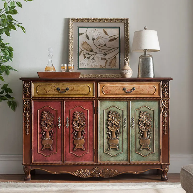 

European style shoe cabinet, large capacity porch decoration cabinet at the door of household, American color painting, packaged