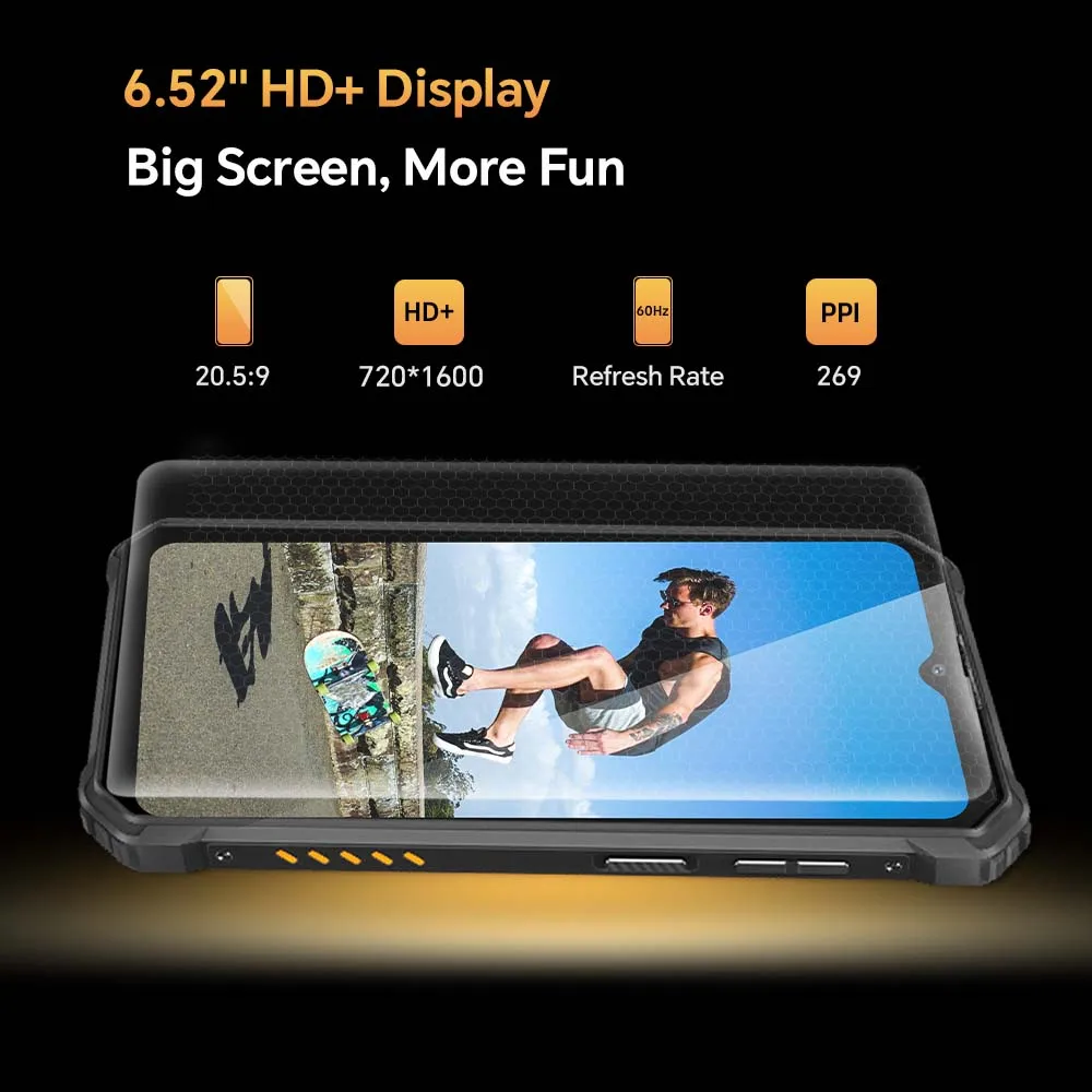 OUKITEL WP23 Rugged Smartphones 6.52Inch HD 4GB+64GB Android 13 Mobile Phones MT6765 13MP Camera 10600mAh Battery NFC Cell Phone
