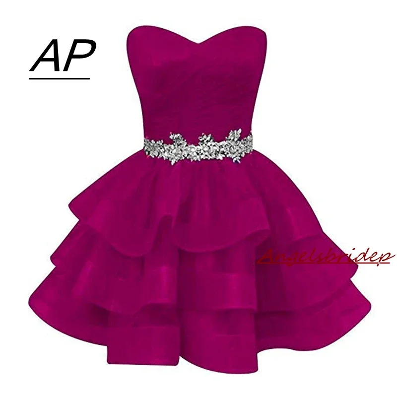 

2022 Fashion Ball Gown Tulle Homecoming Dress Short Sweetheart Crystals Sash Party Dresses Plus Graduation Beads Gowns