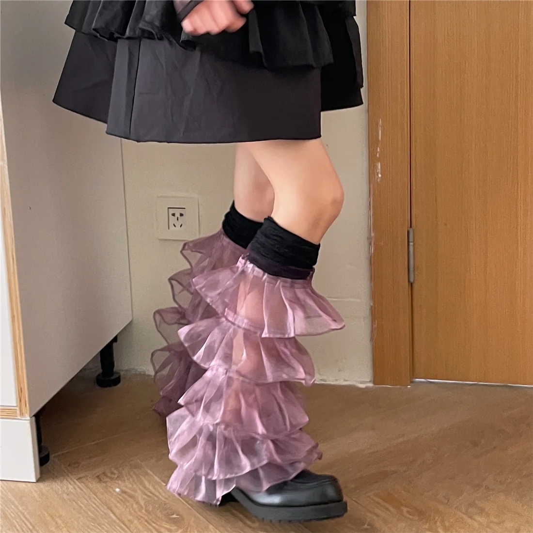 Japanese Sexy Women Over The Knee Leg Cover Lace Ruffles Leg Socks Party Y2K Women Punk Harajuku Leg Warmers JK Accessories