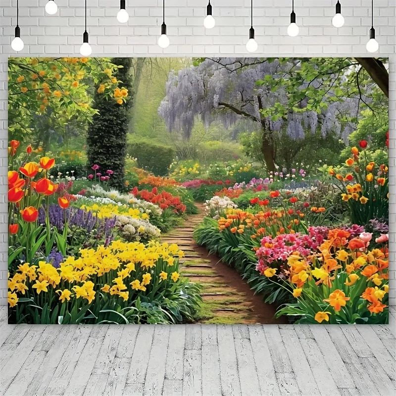 Тюльпаны цветущие в джунглях Сад Фон детская Весенняя уличная художественная