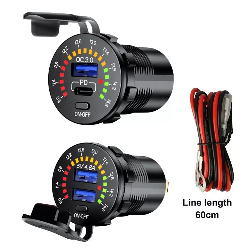 

TKEY 12V 18W Type C PD Outlet Fast Charger For iphone QC 3.0 Dual USB Charger Socket Universal Phone Tablet charge For Xiaomi