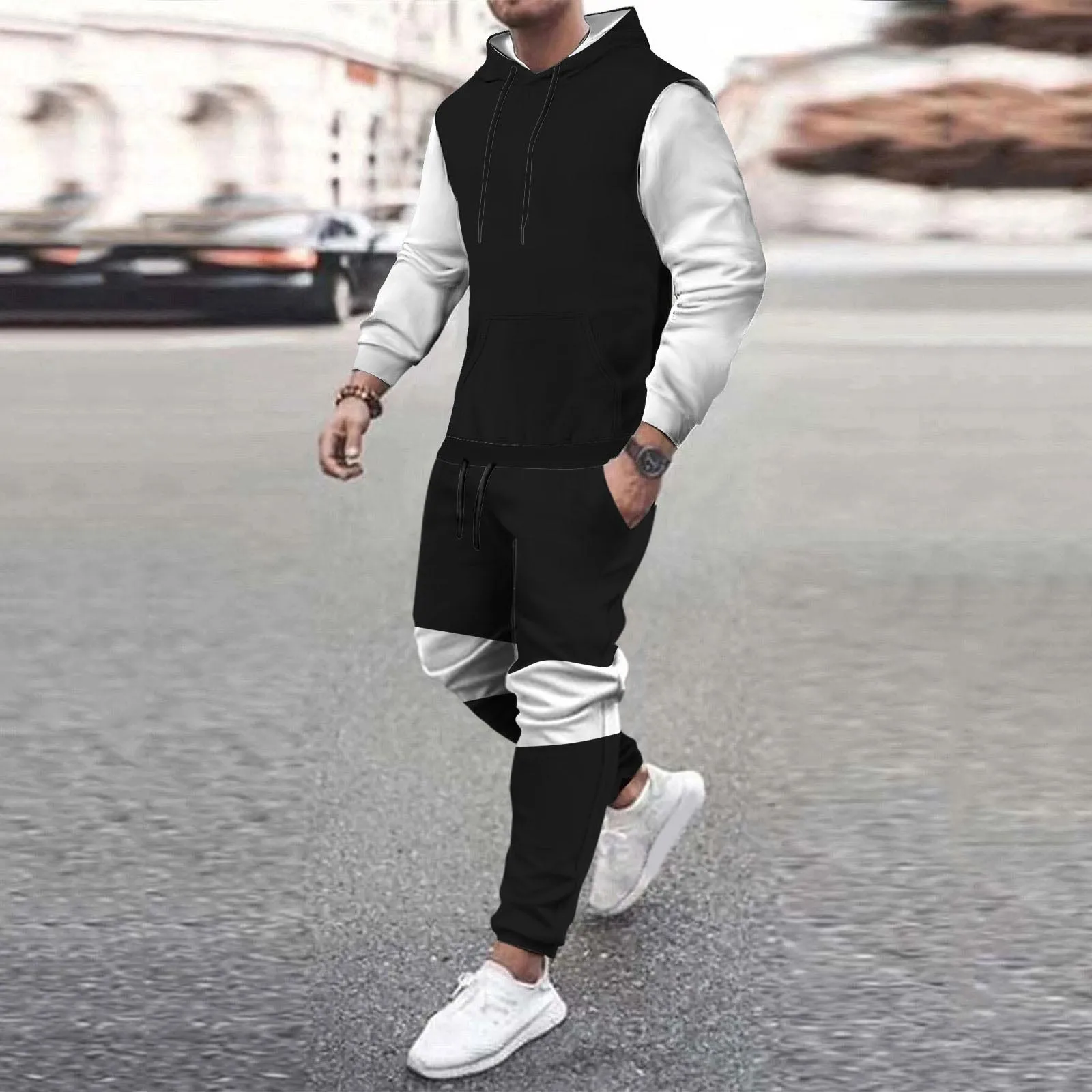 New Style Man Tracksuit 2 Piece Sets Fashion Luxury Long Sleeve T-Shirt Trousers Sports Suits Oversized Casual Men's Clothing