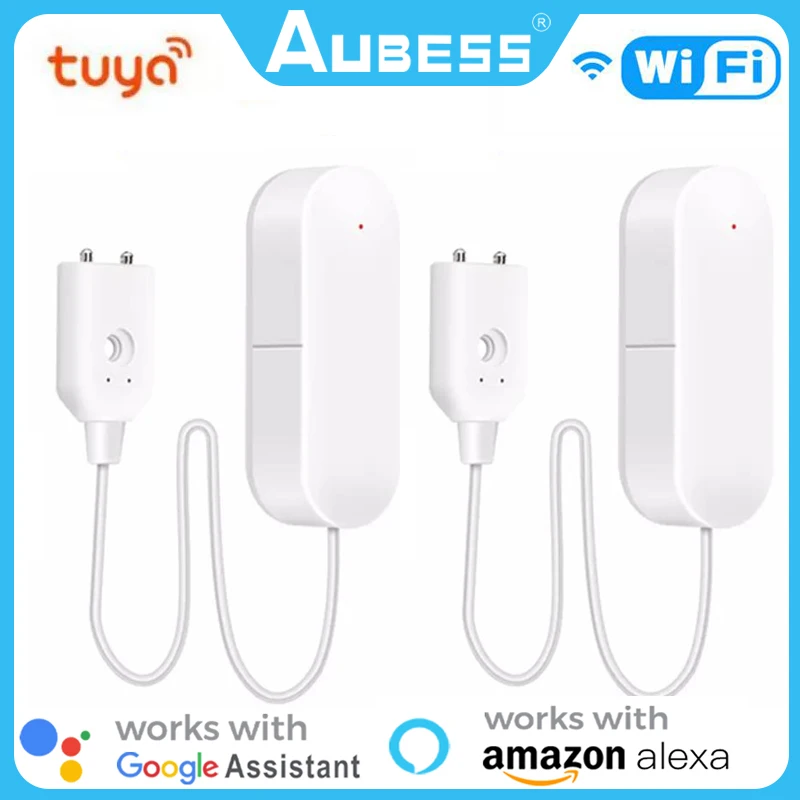 

Aubess Tuya WiFi Smart Home Water Sensor Leak Detector Flood Water Leakage Alarm Detector Works With Tuya Smart Life App