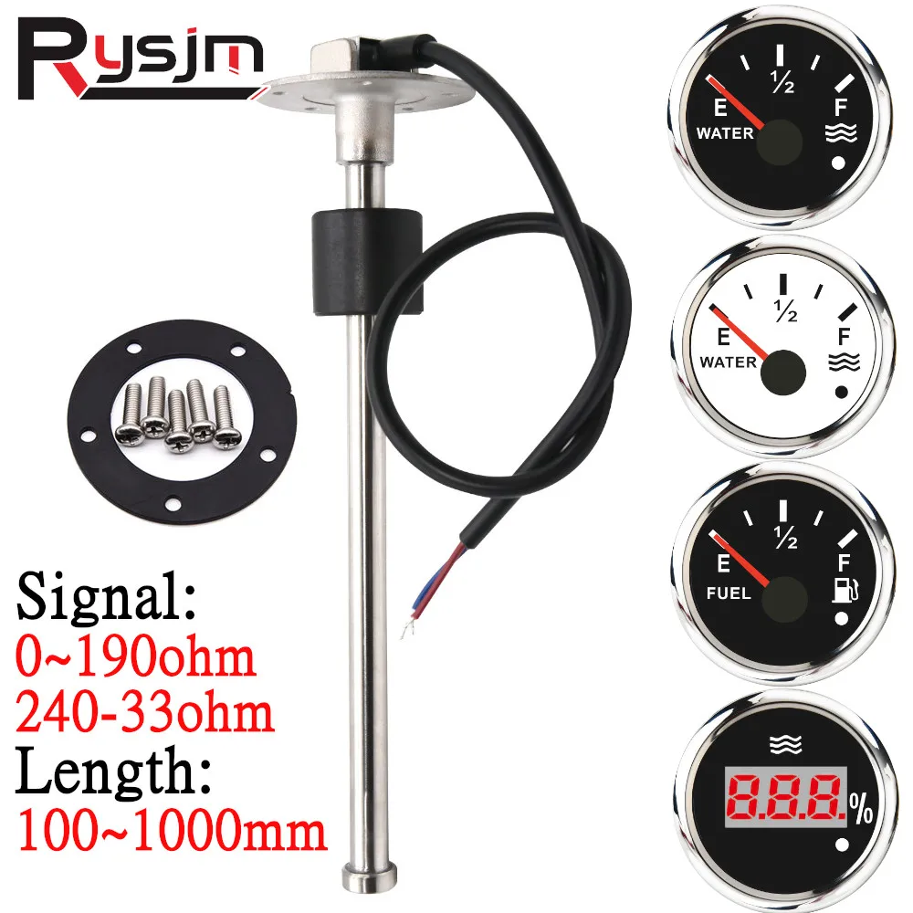 Fuel Level Water Level Gauge 175 200 250 275 375 mm Meter Sensor 0~190 ohm Fuel Sending Unit Indicator Level Gauge for Car boat