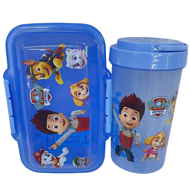 pudełko na lunch Paw Patrol Chase z zestawem kubków Przenośne przegródki Pojemnik żywność pokrywkami Bento dla dzieci w szkole