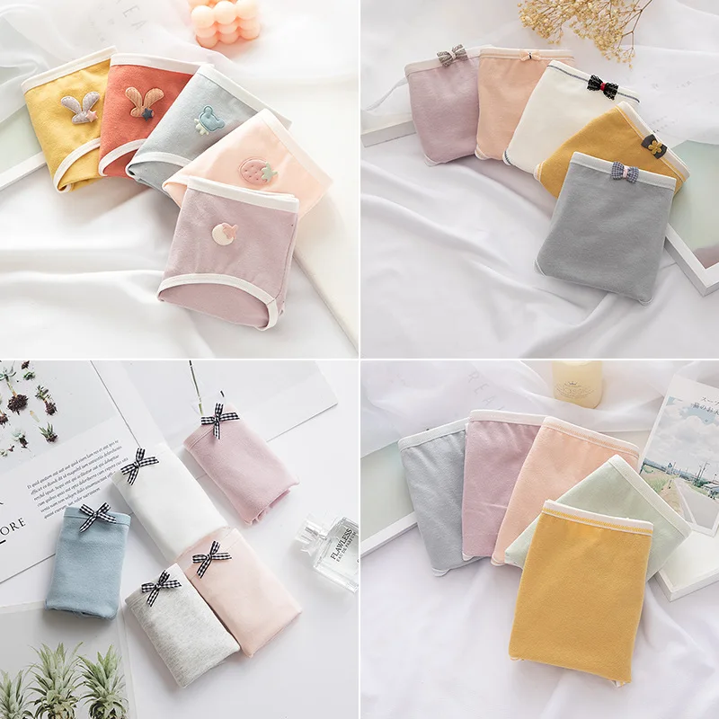 

5 шт., женские хлопковые дышащие трусы со средней талией