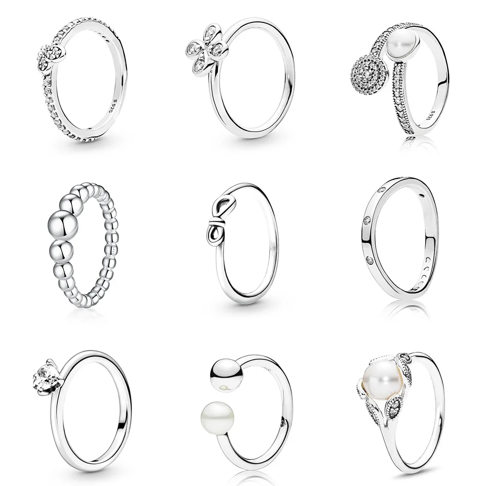 

925 Sterling Silver Ring Charms Cute Butterfly Fashion Rund Ball Finger Ring For Women Pandora Party Jewelry