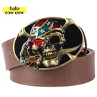 Мужские ремни с пряжкой в стиле хип-хоп с двойным ножом, пиратским черепом, мужские панковские ремни с гладкой пряжкой из сплава