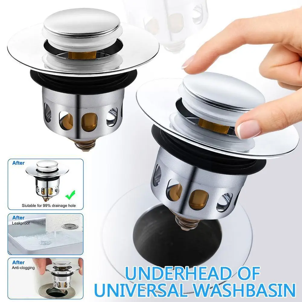 

Press Bounce Basin Up Drain Filter Bathroom Shower Kitchen Accessories Hardware Plug Extension Bath Sink Plug Filter Hair S6y4