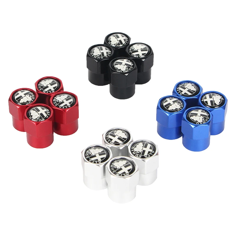 

New 4PCS Auto Wheel Tire Valve Stem Caps Cover For alfa romeo 159 147 156 giulietta Giulia Stelvio Car accessories