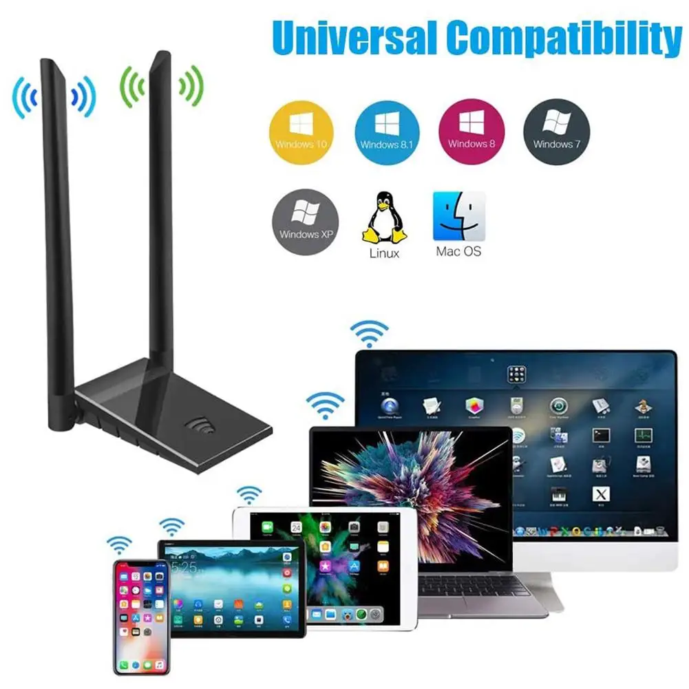 

Wireless Network Card Wifi Adapter With External Antenna Dual Band 3.0 Gigabit Network High Power Wireless Receiver Transmitter