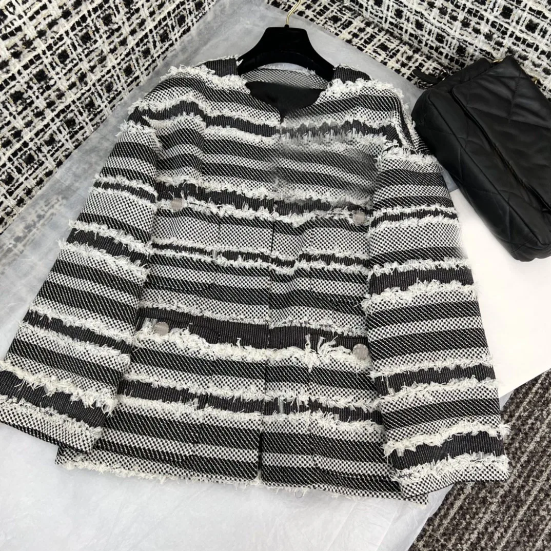 

Guesod Женская шерстяная куртка 2022 Весенняя женская шерстяная верхняя одежда в полоску с коллажем Новинка