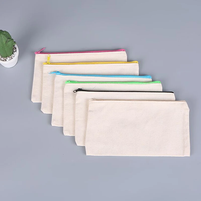 

Canvas Makeup Bags Zipper Pouch Bags Pencil Case Blank DIY Craft Bags Cosmetic Pouch For Travel DIY Craft Schoolback To School