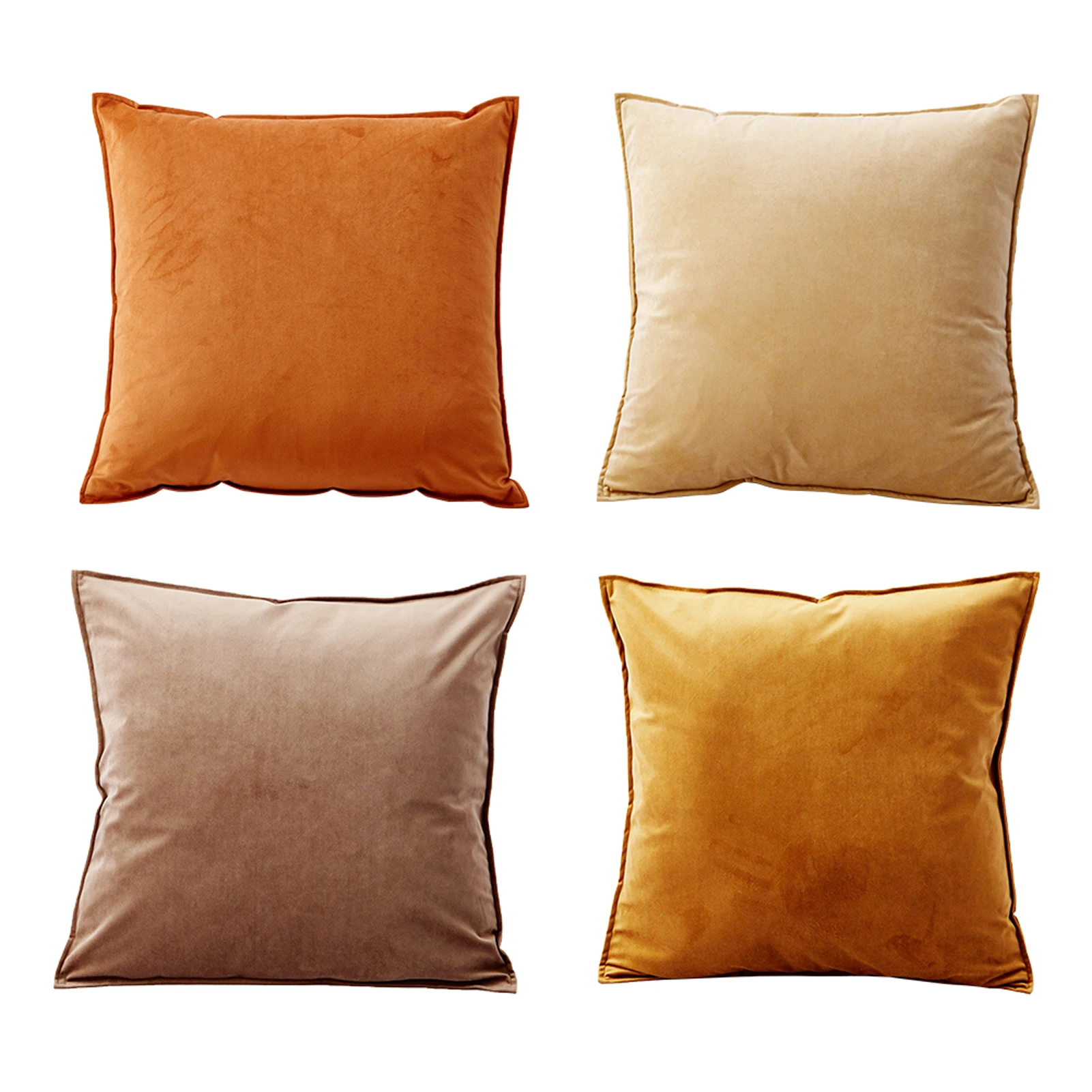 

4pcs 45x45cm Soft Summer Solid Modern Pillow Case Home Decor Office Living Room Bedroom Velvet Zipper Sofa Bed Cushion Cover
