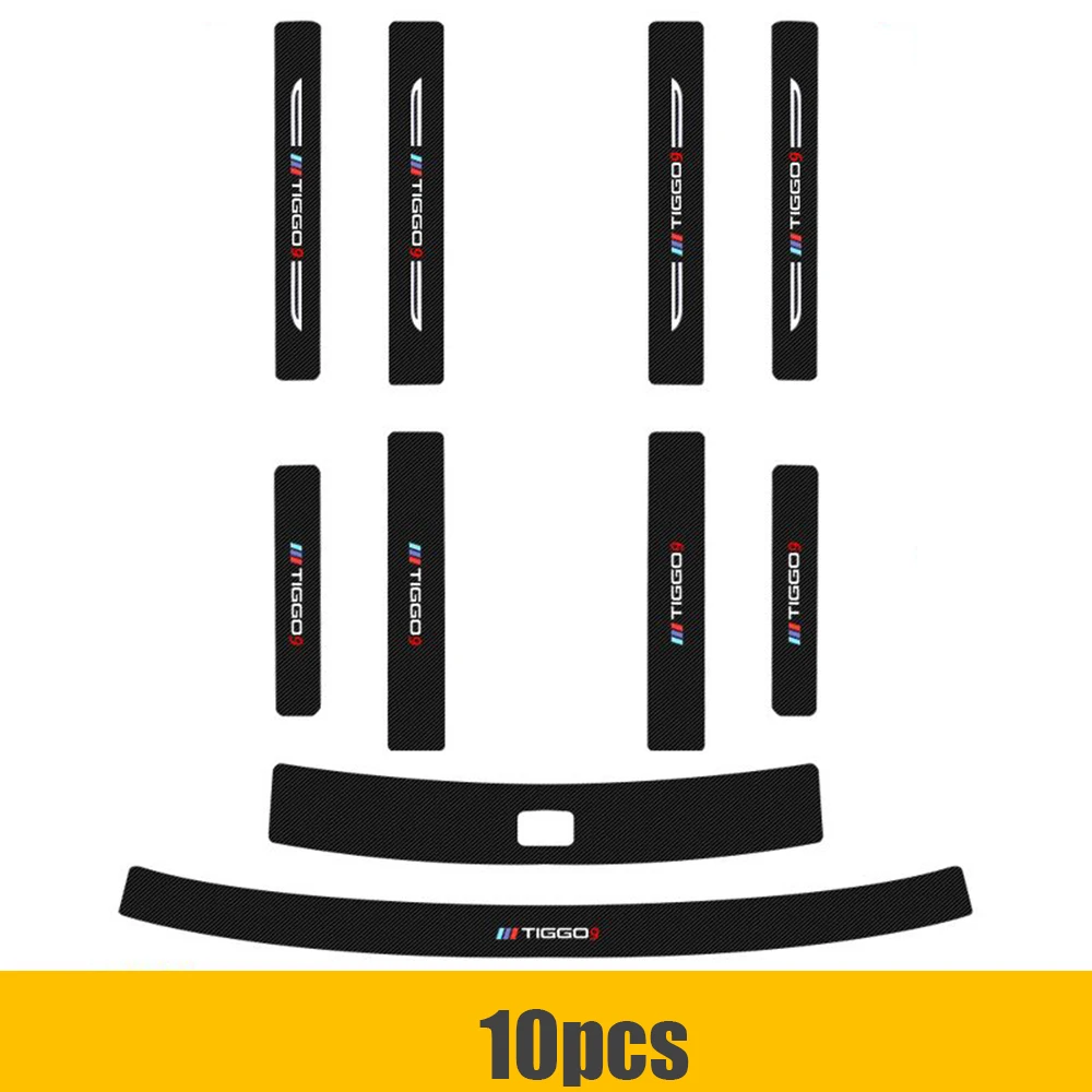 

Для Chery Tiggo 9 Tiggo9 2024 кожаная карбоновая Автомобильная задняя дверь порог полоса наклейки на пороги автомобиля защитная пластина аксессуары