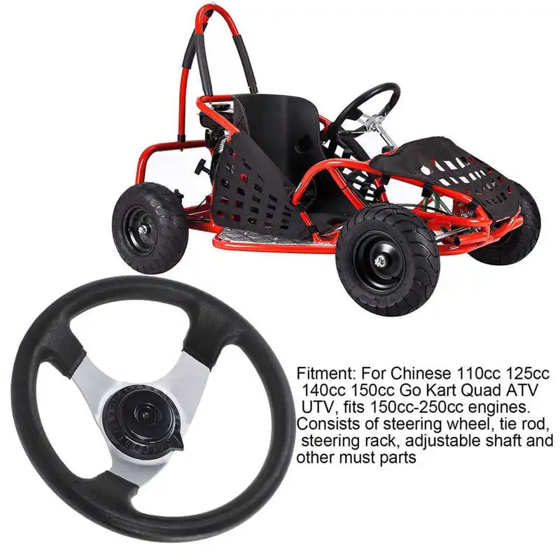 Go Kart Steering Wheel Assembly Set Adjustable 300mm/11.8in Diameter fit for 150cc‑250cc Engines |