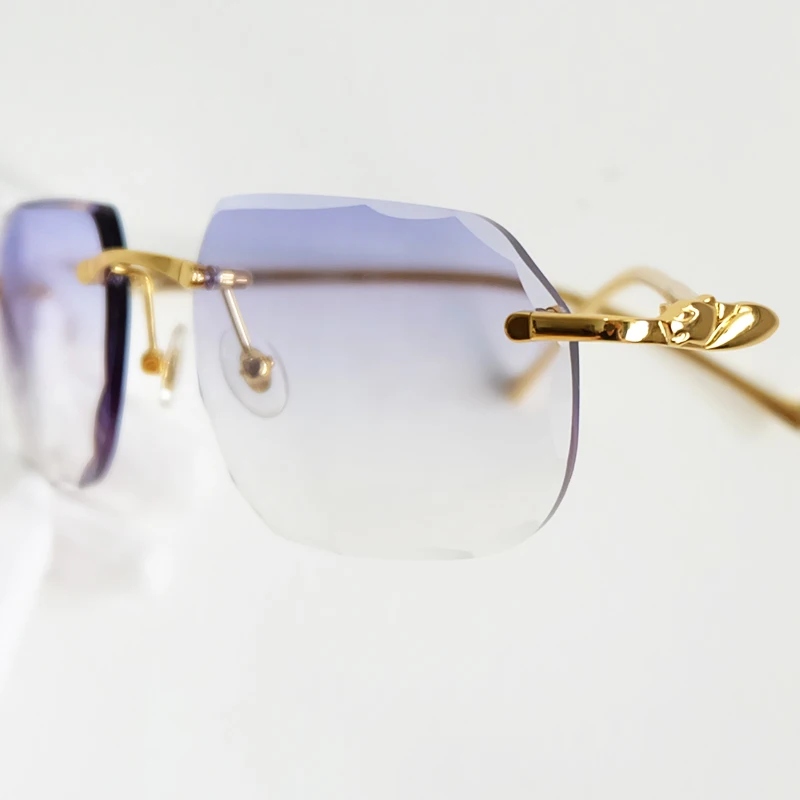 Luxury Designer Sunglasses Men Retro Rimless Carter Sun Glasses Classic Vintage Eyewear Shades Diamond Cut Lentes De Sol Mujer