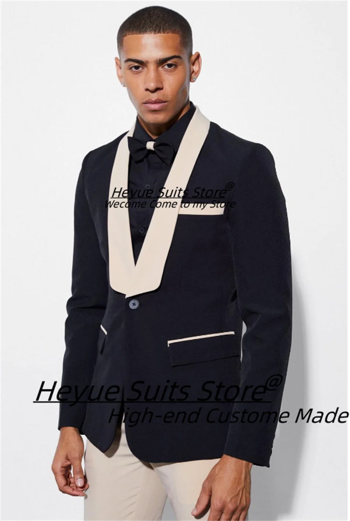 Роскошные черные официальные смокинги для жениха облегающие хаки шаль с