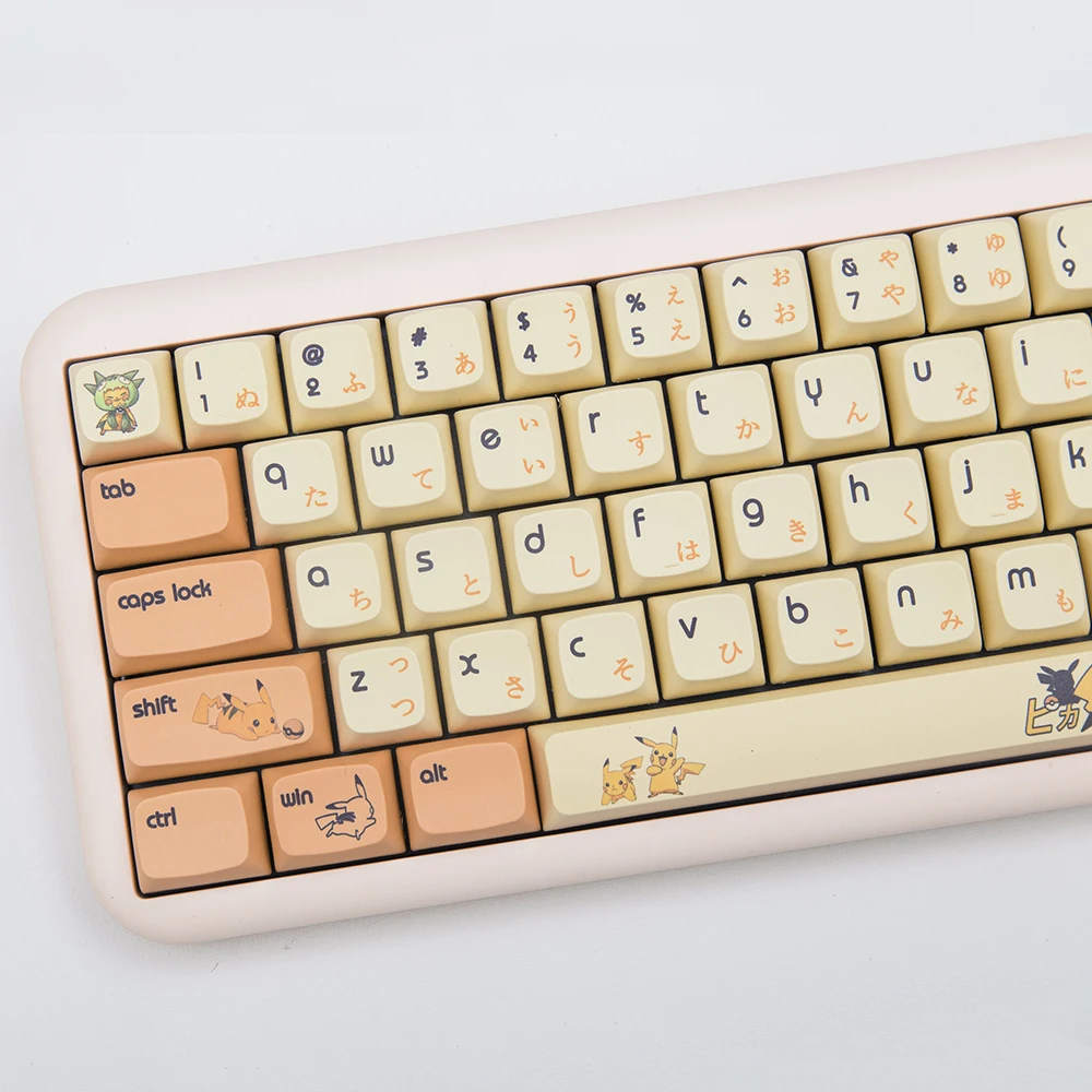 

Милые Мультяшные японские колпачки для клавиш GMKfans с 132 клавишами, желтые колпачки для клавиш XDA Profile DYE-SUB PBT для самостоятельной сборки, игров...