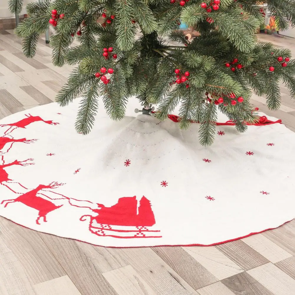 

Great Christmas Floor Mat Lace Up Anti-fade Christmas Tree Skirt Xmas Indoor Ornament Tree Skirt