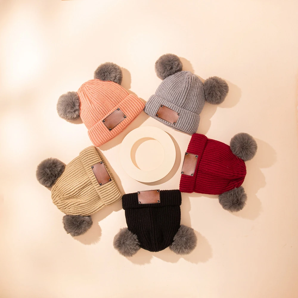 

Custom Name Mother Kids Hats Hat Children Cap Pom Pom Beanies Caps Kids Cap Infant Bonnet Accessories for Baby Girls Boys 0-3Y