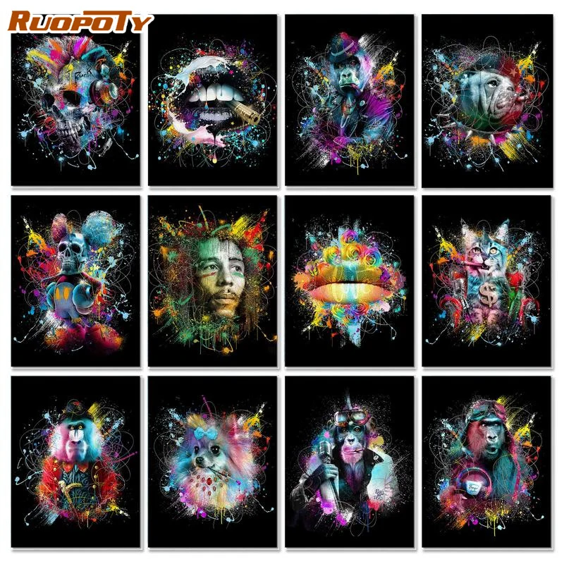 

Набор для рисования по номерам на холсте, с животными