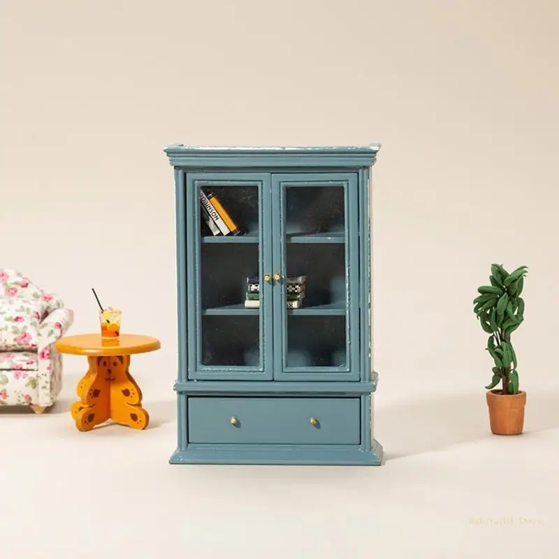 Y4UD для кукольного дома гостиной деревянный книжный шкаф книжная полка 1:12