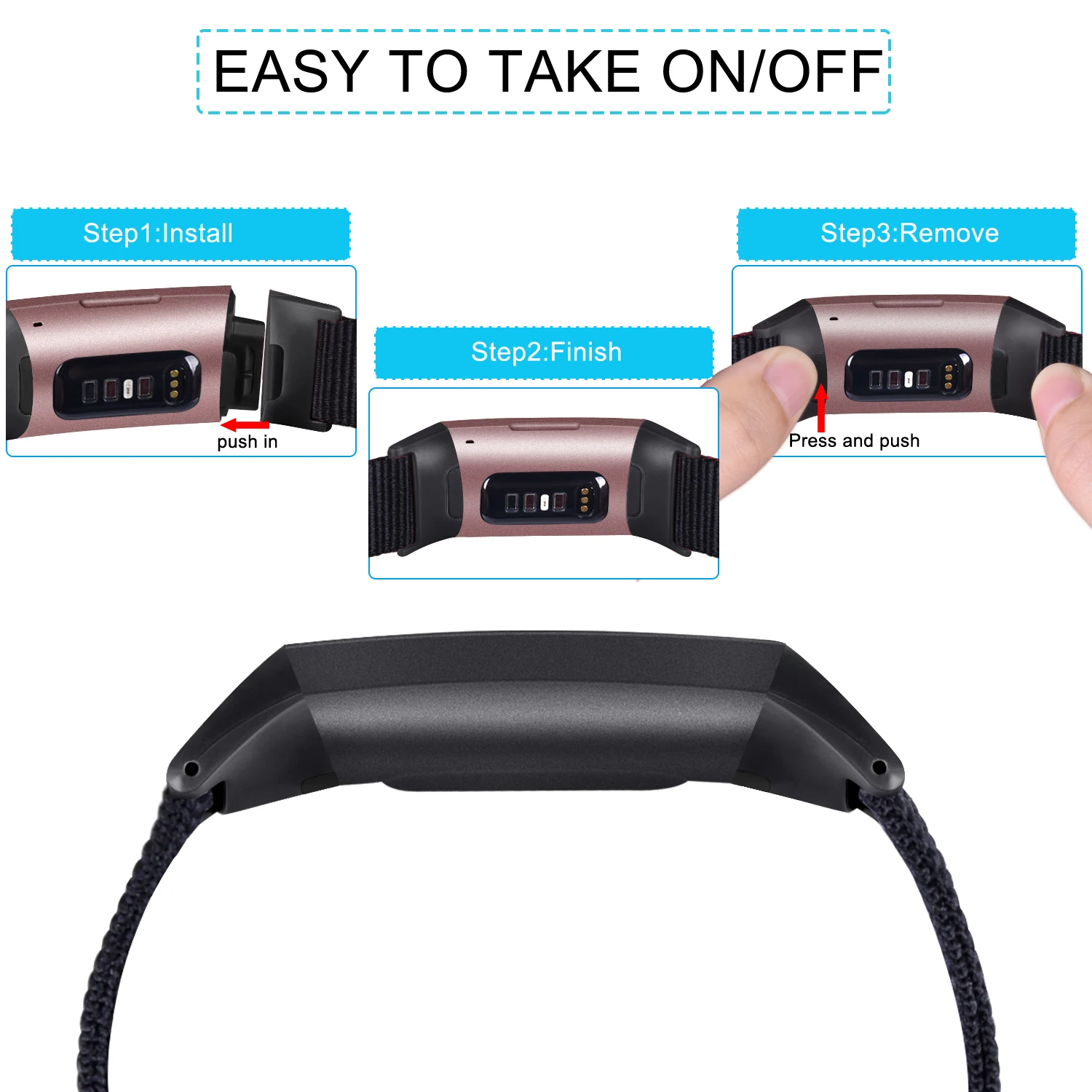 Nylon Fabric Bracelet Band for Fitbit Charge 3 4 Strap Watchband Bracelet Wristband for Fitbit Charge 3 SE Smart Watch Band