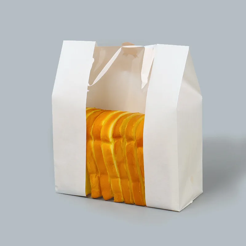 

LBSISI Life 50pcs Kraft Paper Bread Clear Avoid Oil Packing Toast Window Bag Baking Takeaway Food Package Cake Bag Party