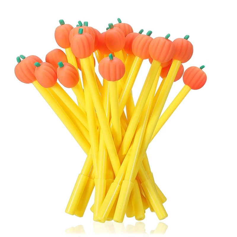 

24 шт., шариковая ручка в виде тыквы на Хэллоуин, ручка для осени, благодарения, кавайная силиконовая черная Шариковая ручка для письма, гелев...