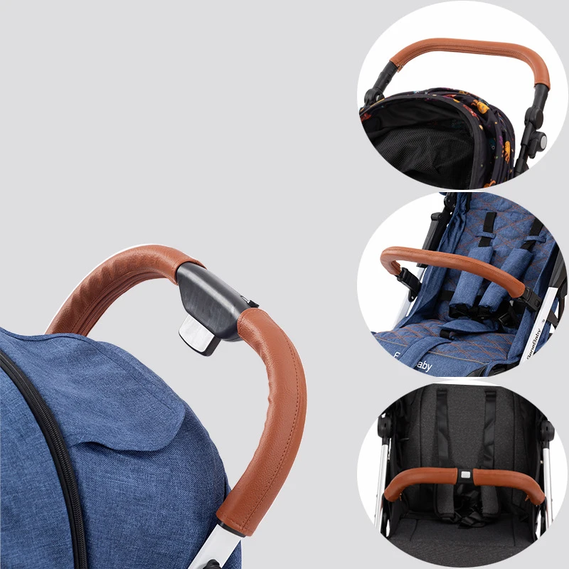 Чехол для ручки детской коляски, Сменный Чехол для руля, бампер из искусственной кожи для детской коляски, аксессуары для подлокотника