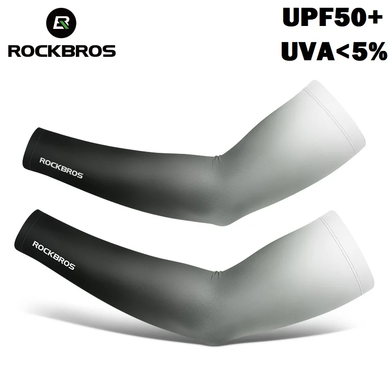 

ROCKBROS Ice Silk Breathable Arm Sleeves Outdoor Sports Sun UV Protection Ice Cool Sleeves Running Fishing Cycling Arm Warmers