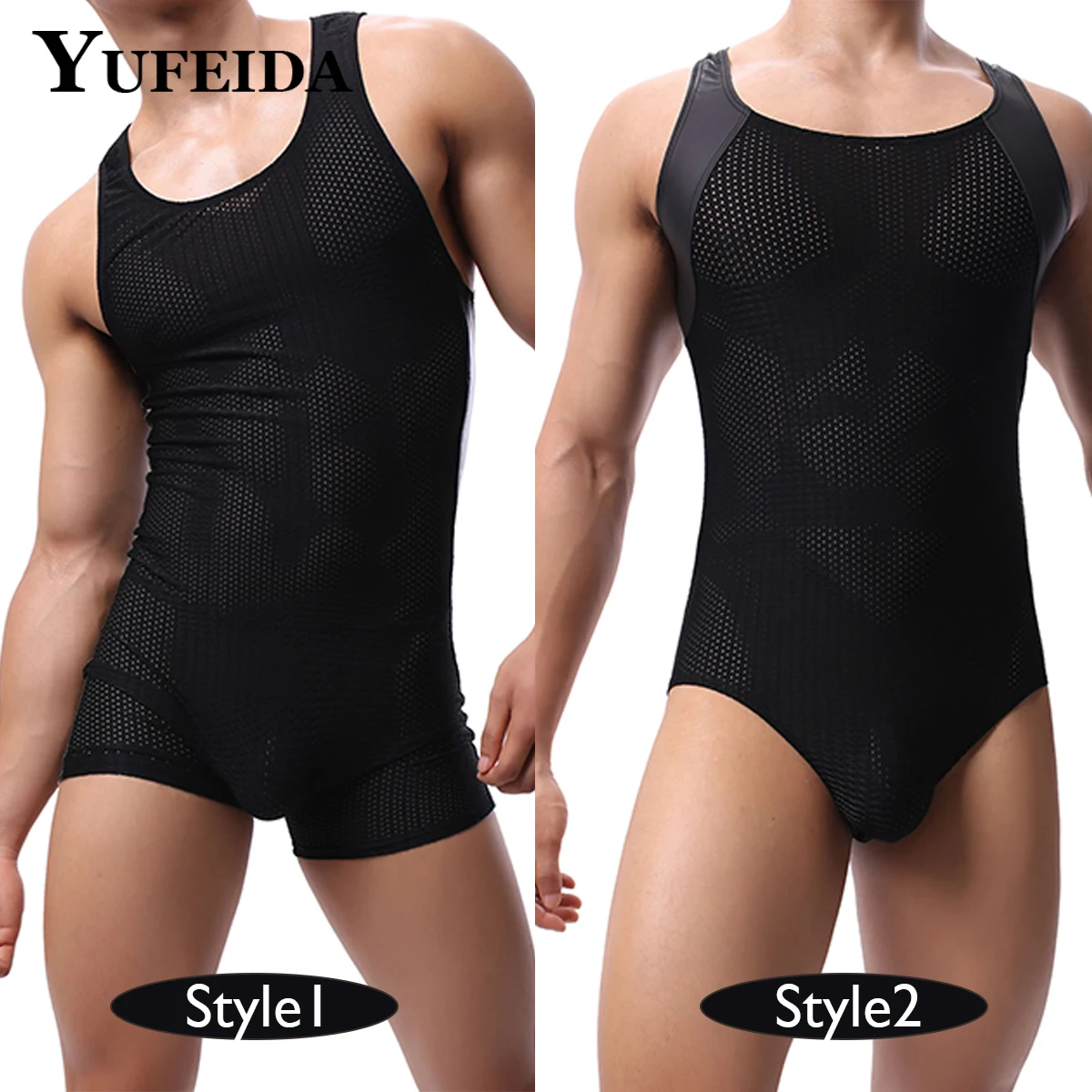 

YUFEIDA Men Boxershorts Undershirts Leotard Sports Workout Bodysuit Wrestling Singlet Fitness Jumpsuit Underwear Men Undershirt