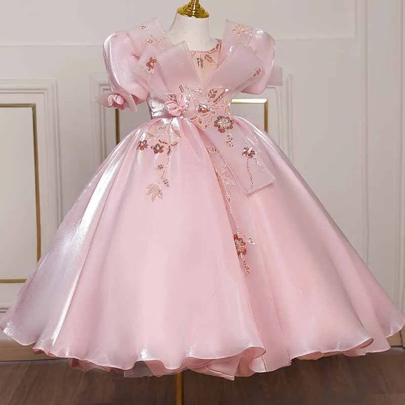 

Элегантное платье принцессы для девочек, летние детские платья-пачки, бальное платье с пышными рукавами для девочек-подростков, одежда для дня рождения, свадебные платья