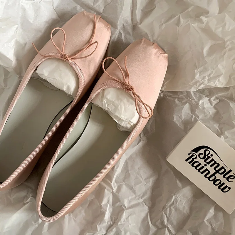 

2023 New Spring Bowtie Ballet Shoes Fashion Shallow Slip On Women Flat Loafers Shoes Ladies Casual Outdoor Ballerina Shoe