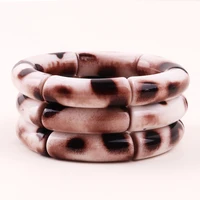 new bohemian leopard bamboo bracelets for women vintage resin stretch beads bracelet bangles female charm fashion jewelry gift