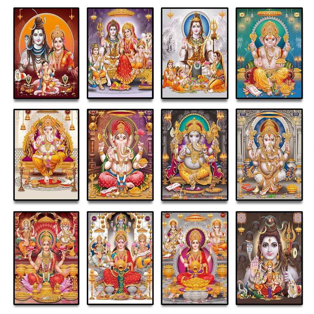 Индийский индуийский Бог, храм Ганеша, слон, Бог, серия, религия, живопись, настенные картины, гостиная, коридор, офисное украшение