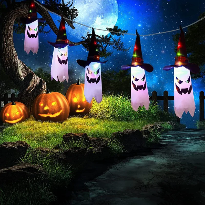 

1PC 11.5 Feet Outdoor Indoor LED Ghost Halloween String Lights Scary Halloween Decor