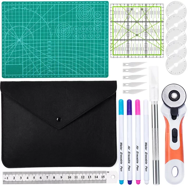 

Rotary Cutter Set Roller Cutter Fabric Sewing Cutter Kit with Carving knife A4 cutting board Square Patchwork Ruler