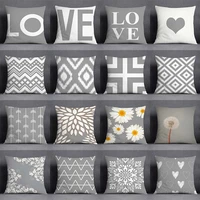 gray low white flower pattern home decoration pillowcase square pillowcase home office decoration cushion cover fall decoration