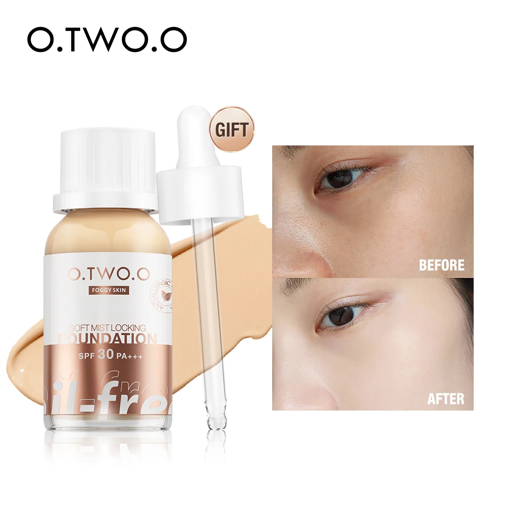 

O.TWO.O Foundation Cream 15ml Matte Waterproof Long-lasting Concealer SPF30 PA+++ Sunscreen High Coverage Foundation Face Makeup