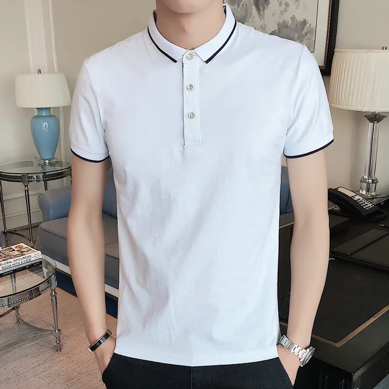 

3430- Korean Men's T-Shirt Men's Short Sleeve Half High Neck Solid Color Slim Shirt Half Sleeve Clothes Men's Wear