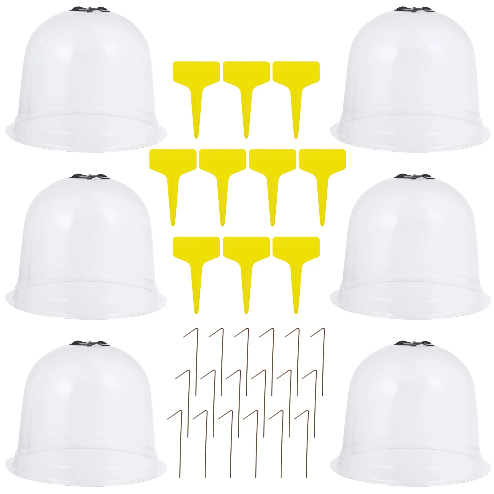 

6 Pcs Vegetable Cloche Bell Cover Dome Round Labels Moisturize Garden Ground Securing Pegs Plants Outdoor Protector